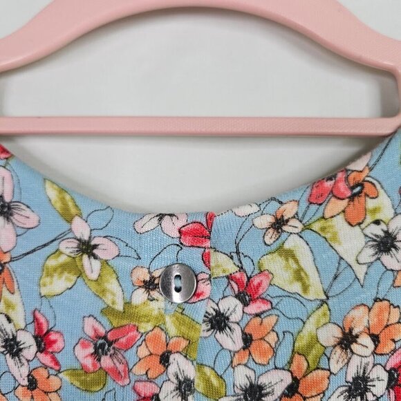 J. JILL Floral Dress BLUE PINK & GREEN size XS Relaxed Fit Pockets Cottagecore - Picture 8 of 8